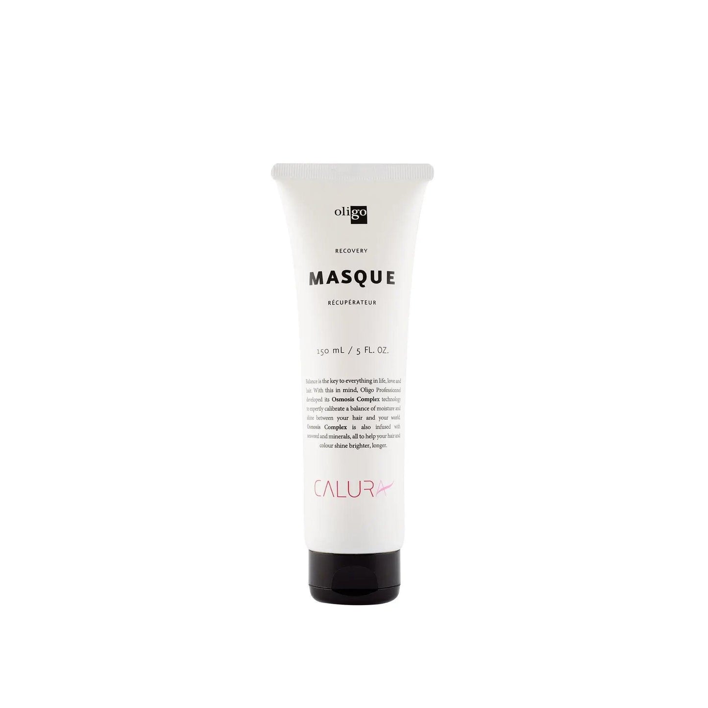 Recovery Mask tube for damaged hair, rich in moisture, vegan, and free from parabens, sulfates, and artificial colors.
