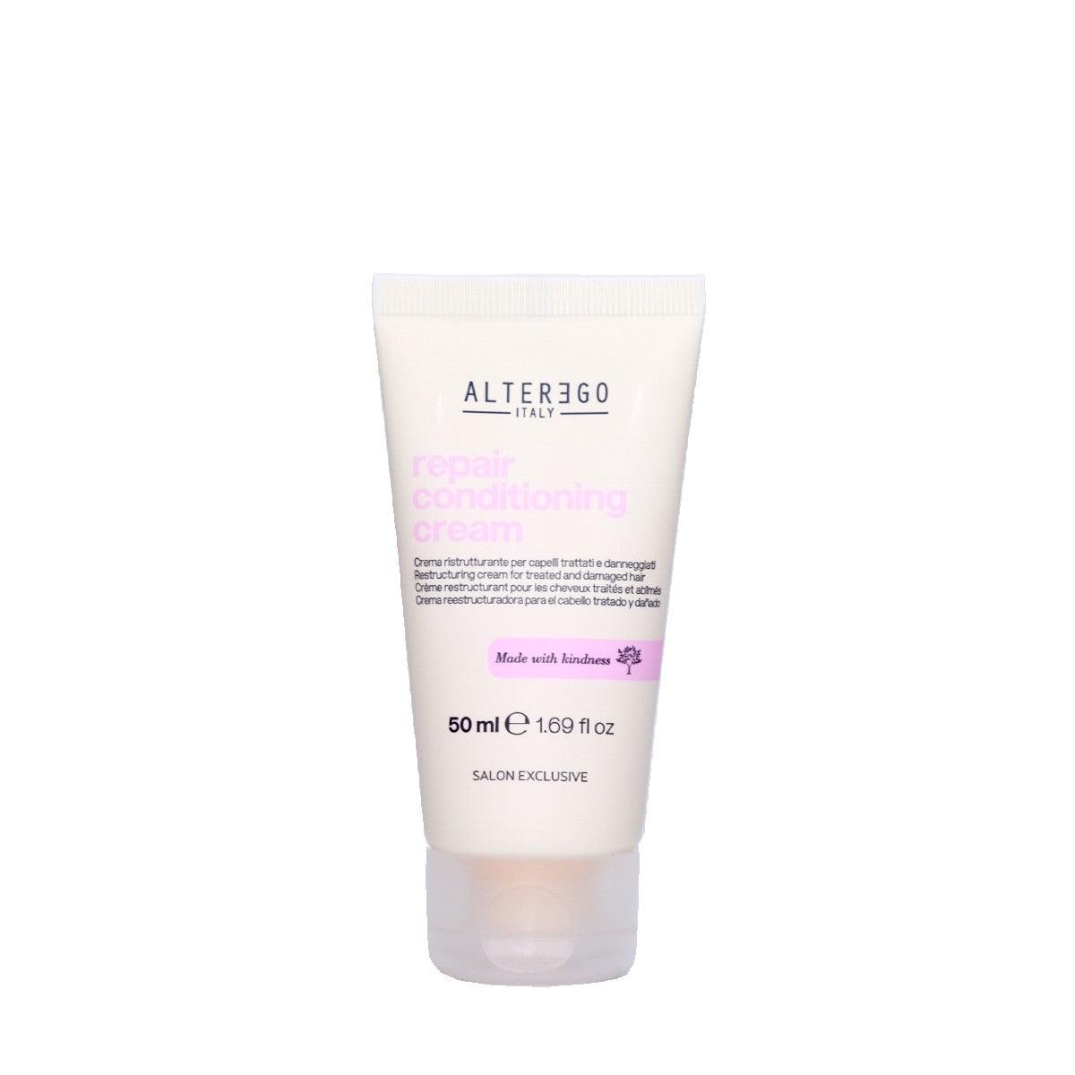 Repair Conditioning Cream for deep nourishment and strengthening of hair fibers, 50 ml tube from Alter Ego Italy.