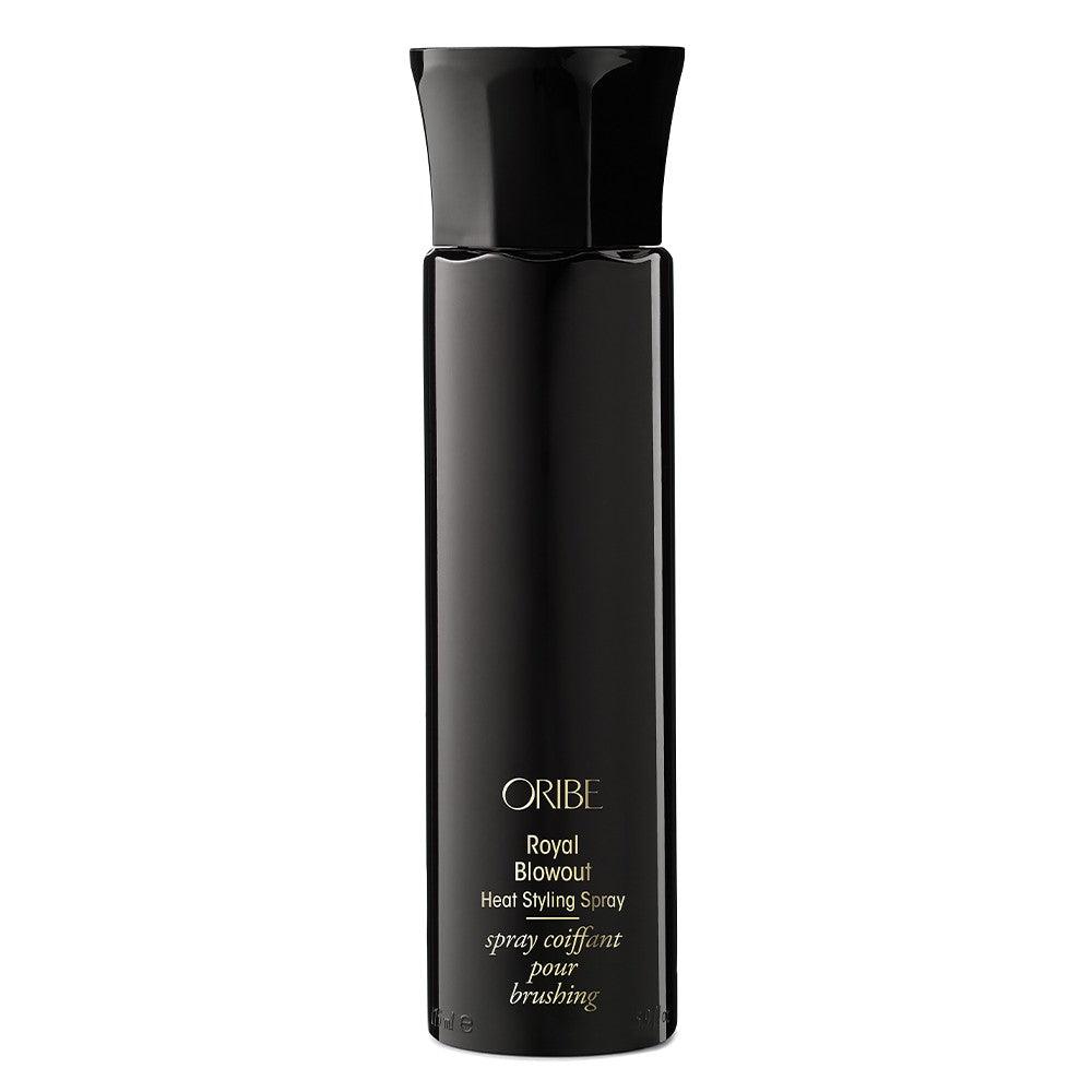 Oribe Royal Blowout Heat Styling Spray bottle for hair protection and smooth blowouts.