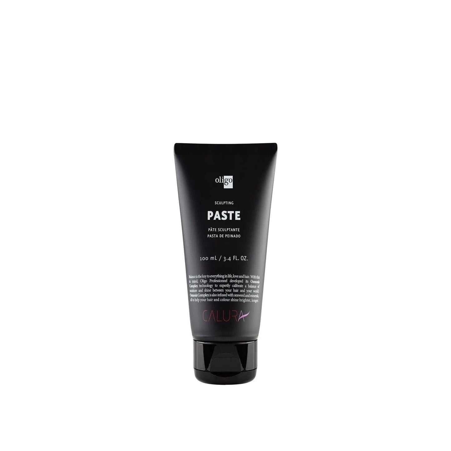Sculpting paste in a black tube for short hair styling, offering matte texture and reworkable hold for versatile looks.