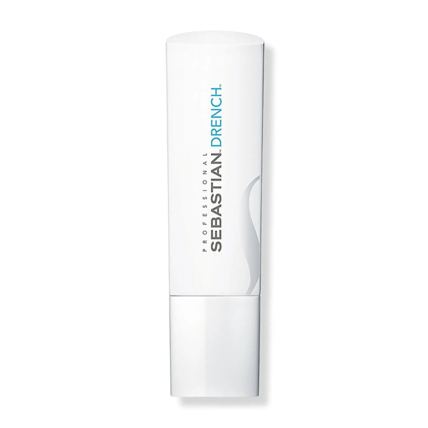 Sebastian Drench Conditioner in a sleek white bottle, designed for rehydrating dry and frizzy hair. Color-safe formula for silky shine.