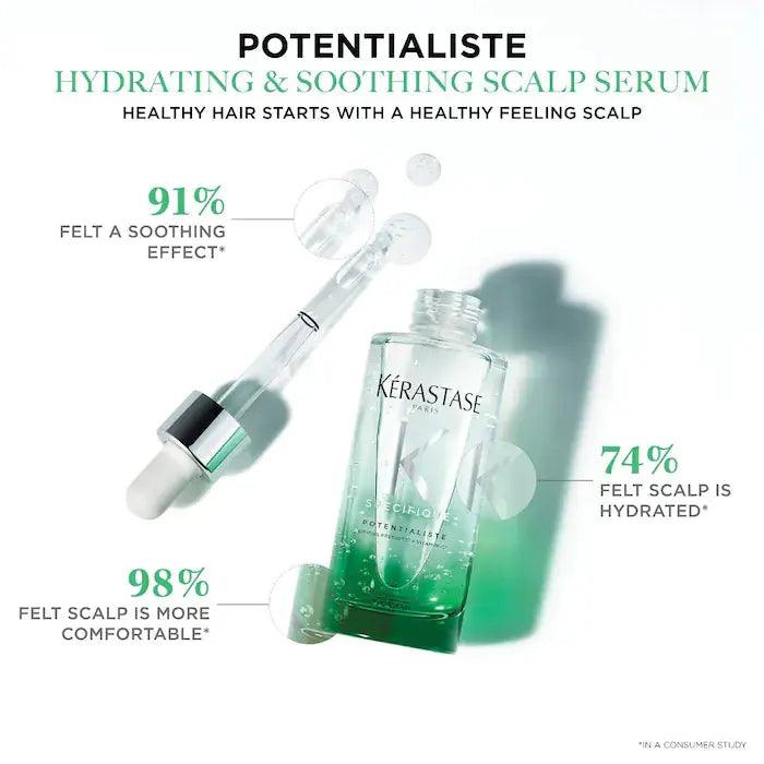 Kérastase Potentialiste Hydrating Scalp Serum with dropper, showing soothing and hydrating benefits for healthy hair growth.