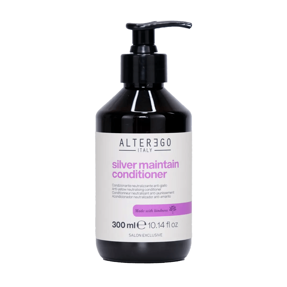 Silver Maintain Conditioner by Alter Ego Italy, enhances hair color while hydrating, 300ml, sulfate and paraben-free.