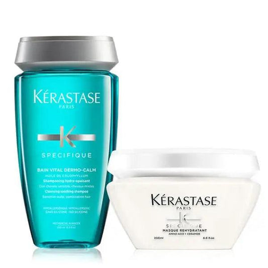 Kérastase Spécifique Bain Vital Dermo-Calm Shampoo and Masque Réhydratant for sensitive scalp and hydration