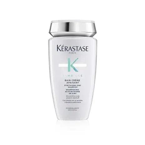 Kérastase Symbiose Bain Crème Apaisant shampoo bottle for dandruff-prone fine to medium hair care.