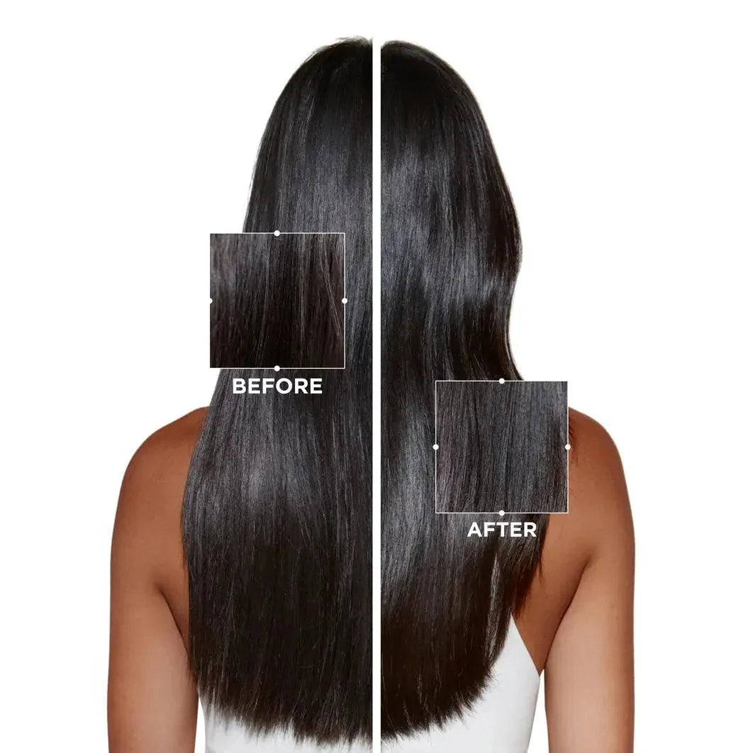 Before and after results showing hair improvement with Symbiose Sérum Nuit Intensif from Kerastase.