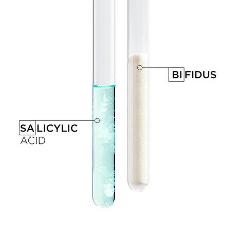 Test tubes showing Salicylic Acid and Bifidus for hair care formulation and benefits.