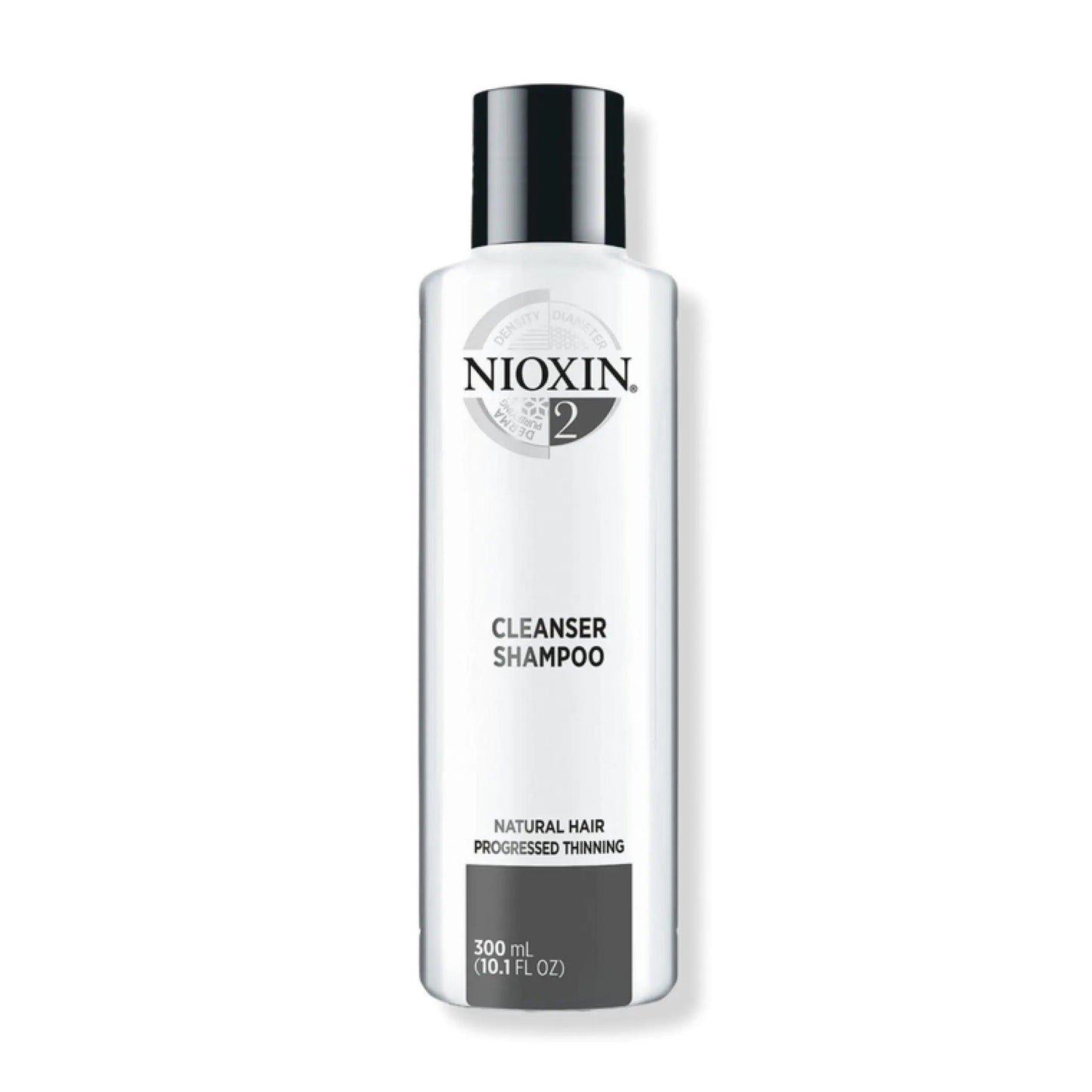 Nioxin System 2 Cleanser Shampoo for fine, naturally treated hair with progressed thinning, 300 ml bottle.