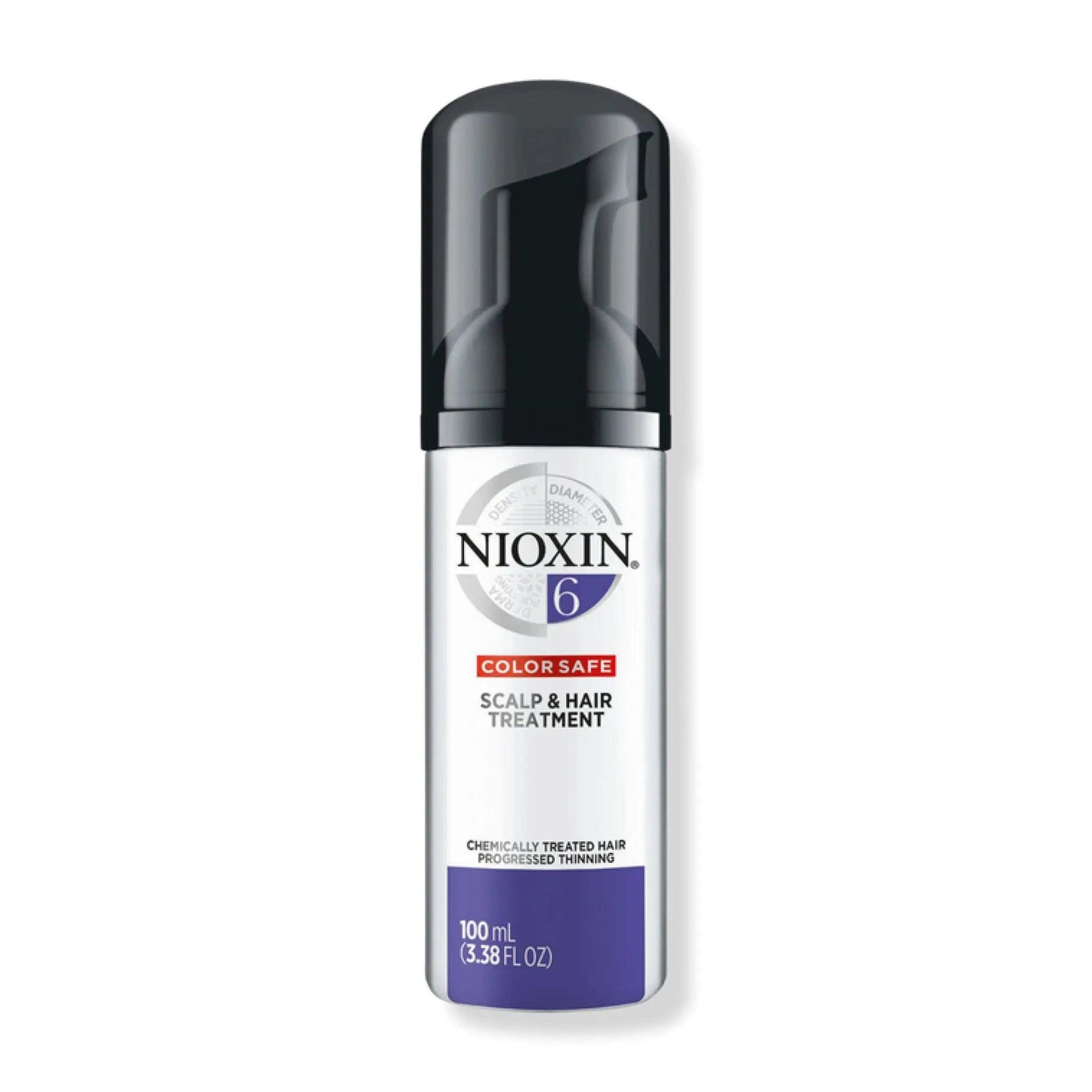 Nioxin System 6 scalp and hair treatment for chemically treated hair, 100ml, volumizing leave-in formula.