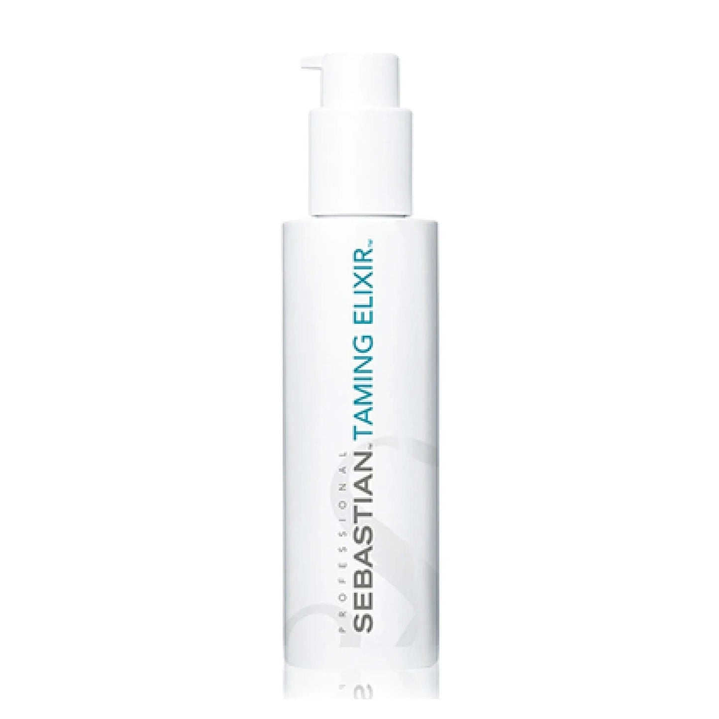 Sebastian Taming Elixir bottle, a lightweight cream serum for frizz control and thermal protection in styling.