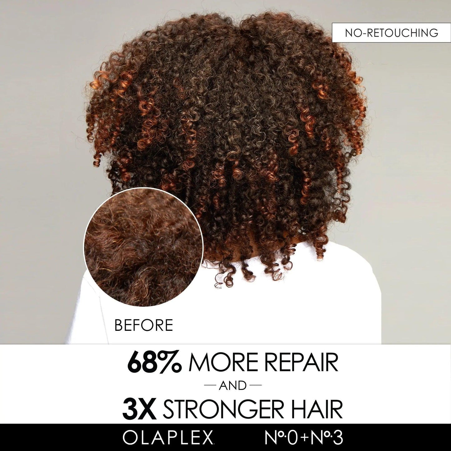 Before using The Bond Treatment System, showcasing 68% more repair and 3X stronger hair.