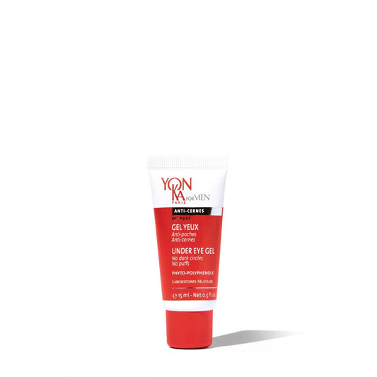 Under Eye Gel by Yon-Ka, reduces puffiness and dark circles with natural ingredients, 15ml tube for energized eye contours.