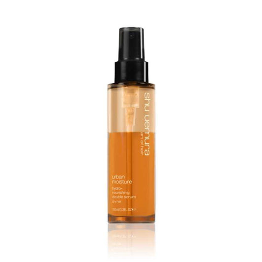 Urban Moisture Hydro-Nourishing Double Serum in a spray bottle for hydrating dry and damaged hair.