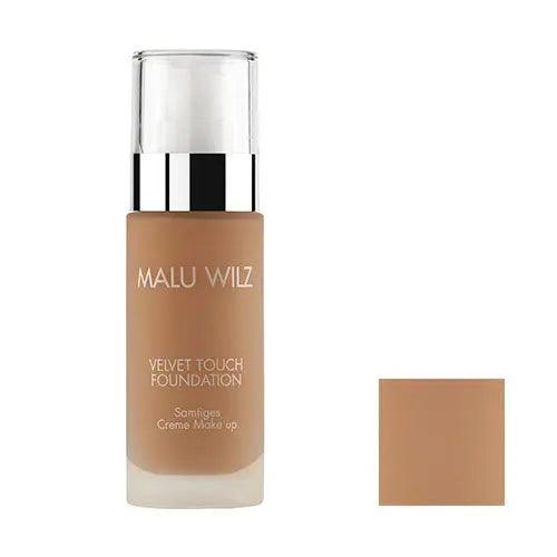 Malu Wilz Velvet Touch Foundation 30ml bottle with a swatch of the foundation shade.