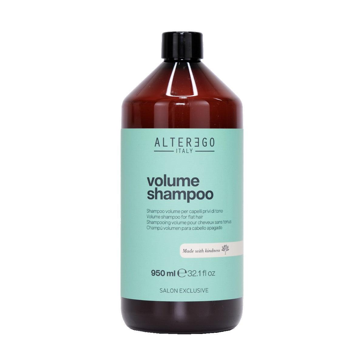 Volume shampoo by Alterego in 950 ml bottle, designed for fine hair, free from sulfates and parabens for lasting volume.