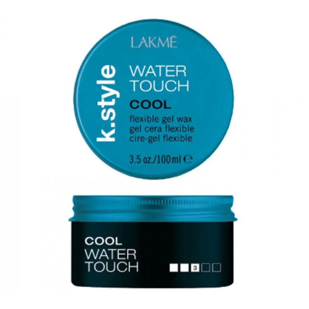 Water-touch Flexible Gel Wax by Lakmé, 3.5 oz jar, offers shine and flexible control for a natural wet look finish.
