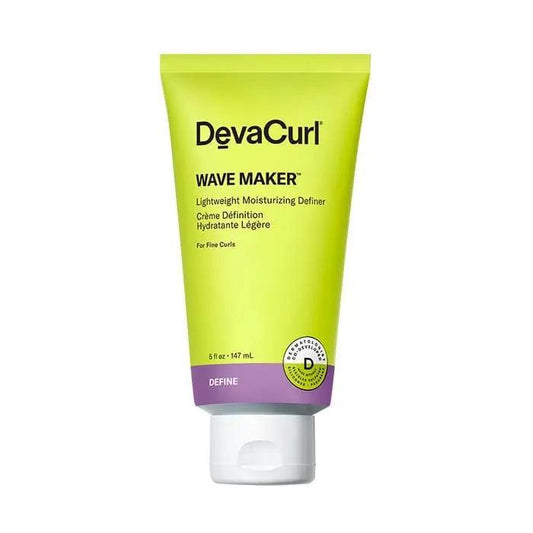 DevaCurl Wave Maker Lightweight Moisturizing Definer cream for fine curls, providing shape and frizz control in a vibrant tube.