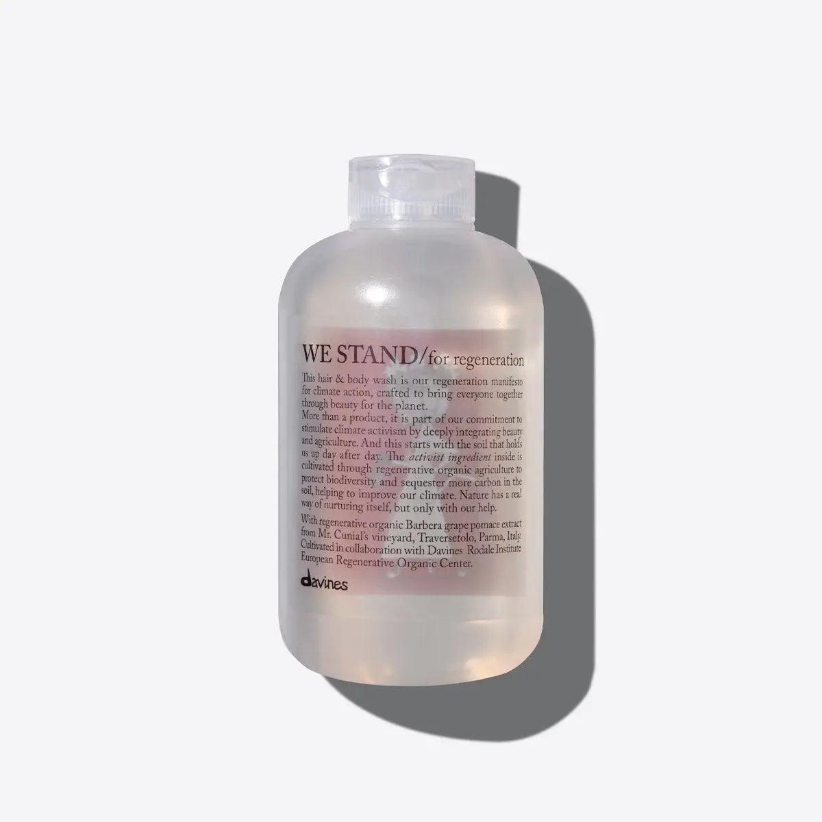 Delicate hair and body wash by Davines, supporting climate action with regenerative ingredients and eco-conscious beauty.