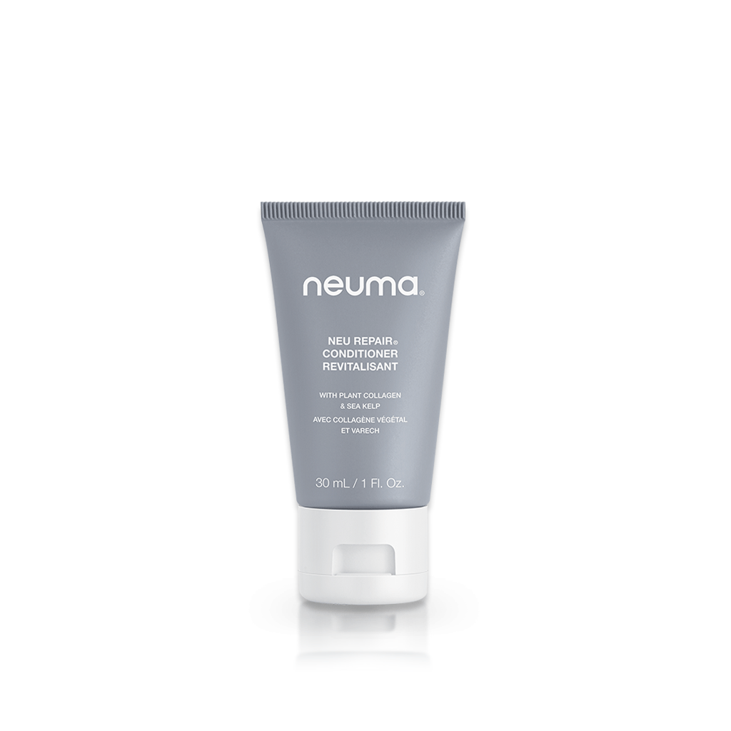 Neuma Neu Repair Conditioner tube, 30 mL, revitalizes and strengthens damaged hair with a fragrant blend of lemon and lavender.