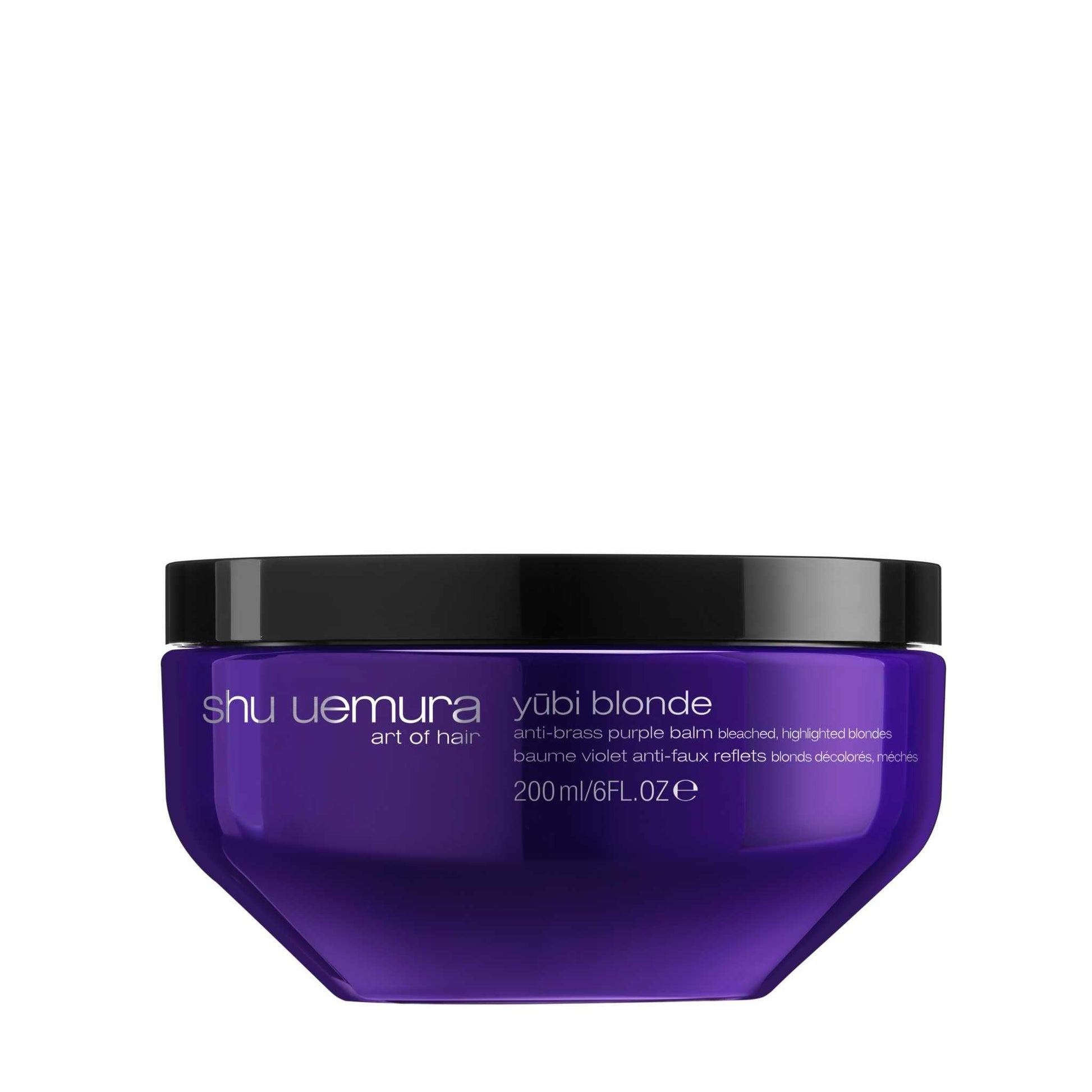 Yubi Blonde Anti-Brass Purple Balm in a 200ml jar, designed to neutralize brassy tones in blonde hair.