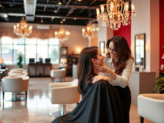 Claudia Iacono working in a stylish salon interior.