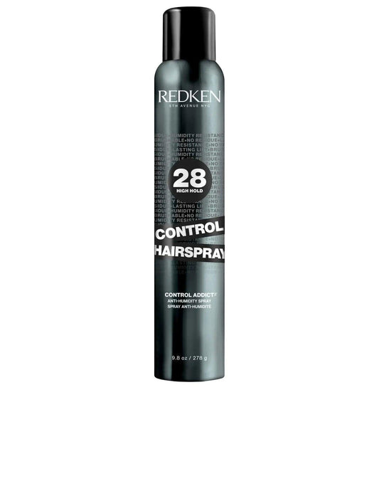 Redken 28 High Hold Control Hairspray bottle for maximum control and long-lasting hold on all hair types.