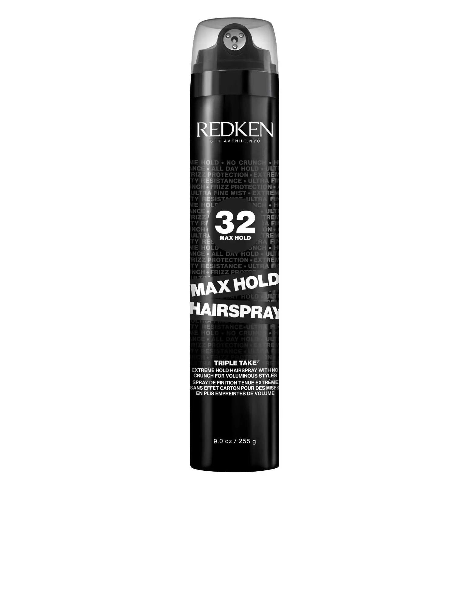 Redken 32 Max Hold Hairspray spray can for strong, long-lasting hold suitable for all hair types and textures.