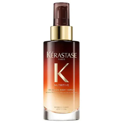 Kérastase Nutritive 8H Magic Night Serum hair treatment product bottle for deep nourishment and hydration.