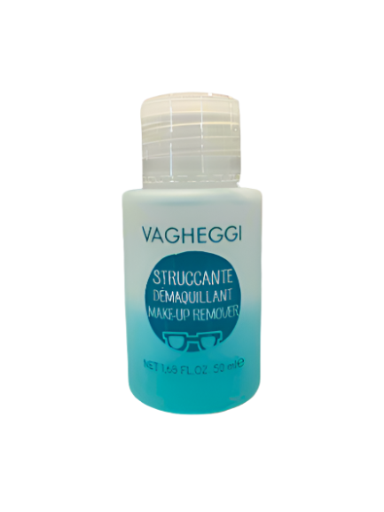 Eye and lip make-up remover 50ml bottle from Vagheggi, perfect for gentle cleansing with a trial size offer.