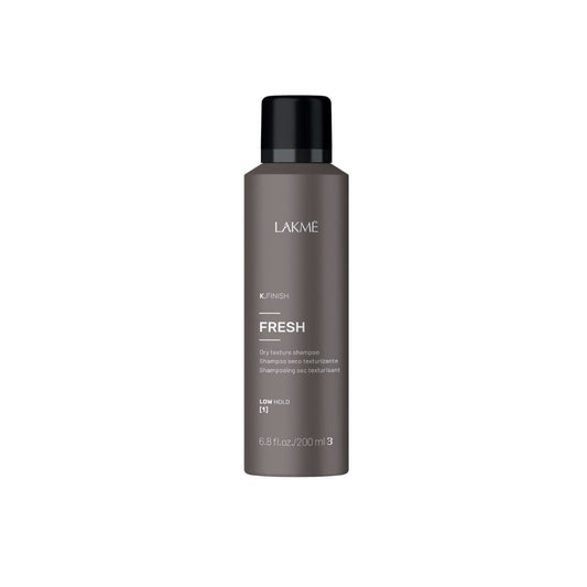 K.Finish Fresh Dry Texture Shampoo bottle, lightweight formula for oil absorption and body, suitable for all hair types.