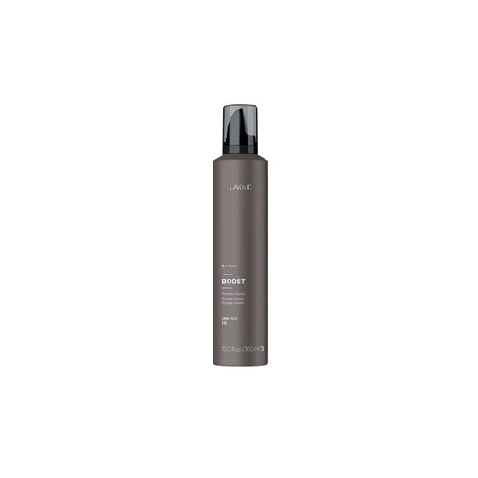 K.Finish Boost Flexible Mousse for fine hair, offering long-lasting volume and light hold with UV protection.