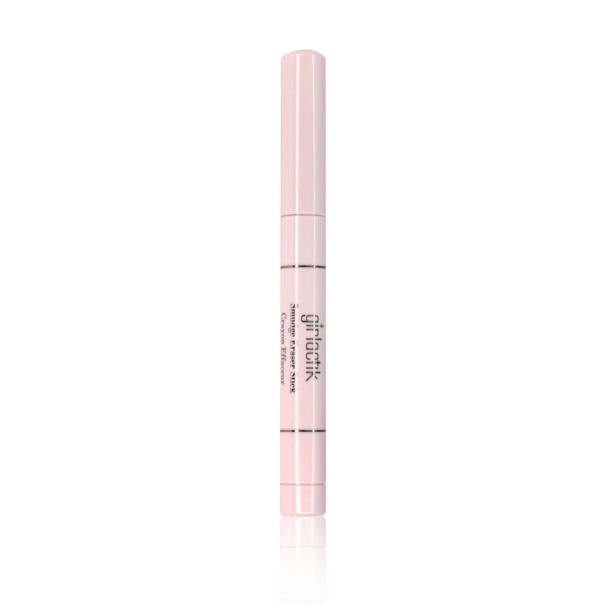 Smudge Eraser Stick in a sleek pink pen design, perfect for quickly removing eyeliner and mascara smudges.