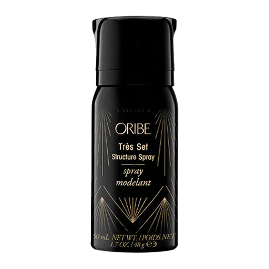 ORIBE Très Set Structure Spray trial-size bottle, 50ml, ideal for hair styling and texture enhancement. Free with $75 purchase.