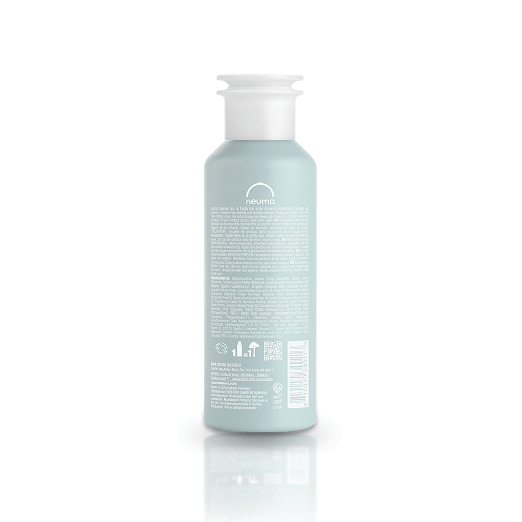 Neu Volume Shampoo bottle showcasing sulfate-free formula for enhanced body and shine.