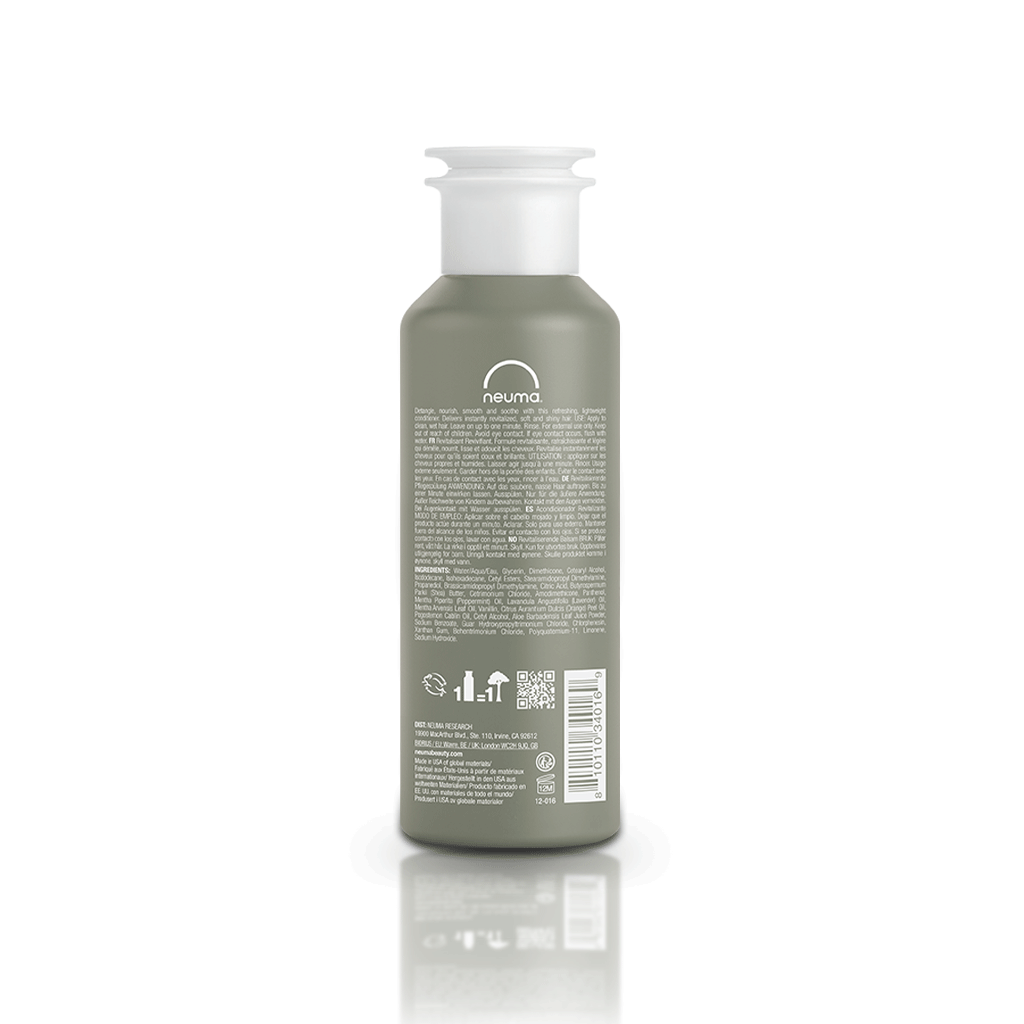Neuma Re Neu Conditioner bottle, lightweight formula for detangling, nourishing, and smoothing hair with peppermint and vanilla aroma.