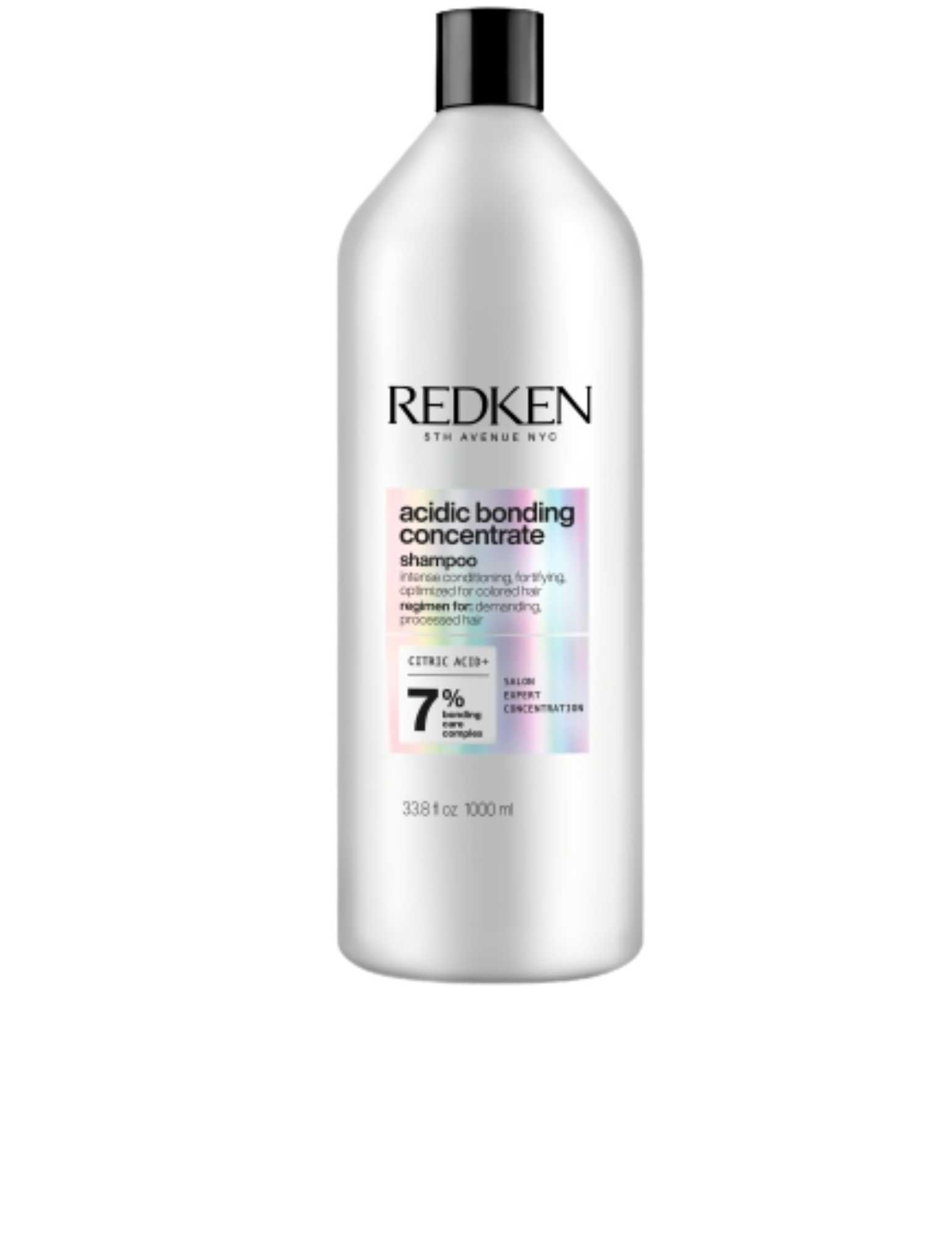 Redken Acidic Bonding Concentrate 1L Shampoo bottle, designed to strengthen and repair hair bonds for all hair types.