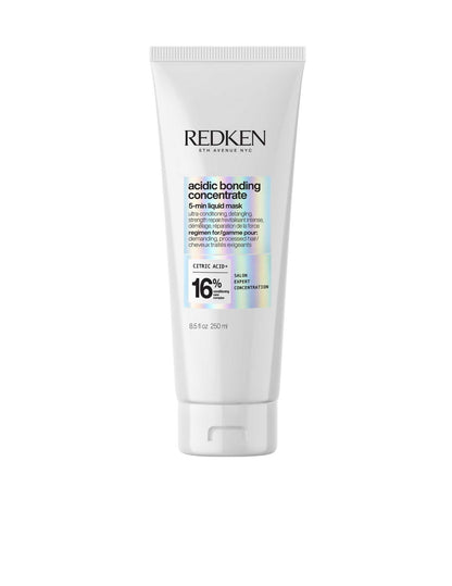 Redken Acidic Bonding Concentrate Liquid Mask in a tube for strengthening and repairing damaged hair.