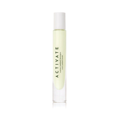 Organic essential oil roller bottle with "Activate" label