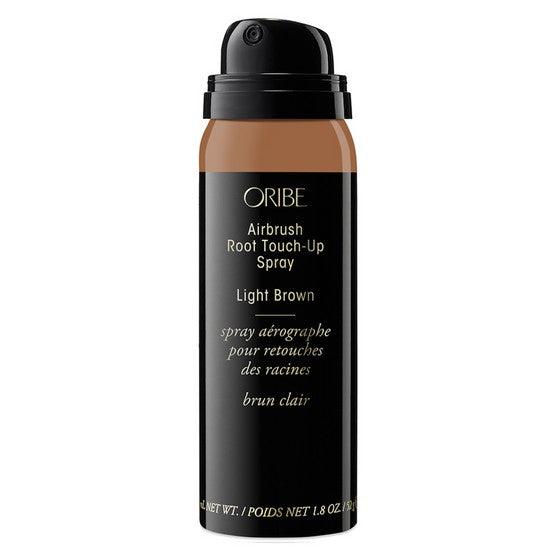 Oribe Airbrush Root Touch-Up Spray in Light Brown for gray hair coverage and temporary hair color touch-ups.