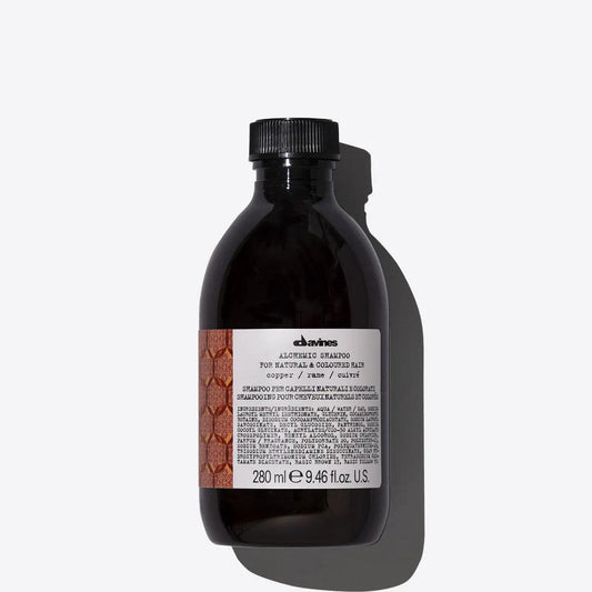 Davines Alchemic Shampoo bottle for Copper and Golden hair, 280 ml, on white background.