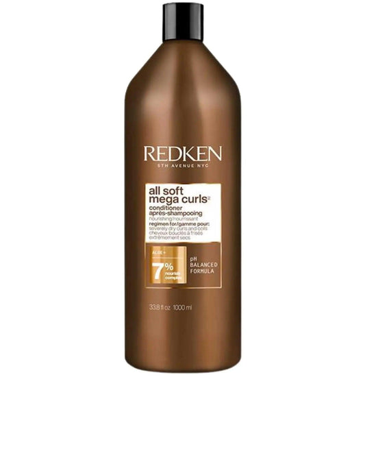 Redken All Soft Mega Curls Conditioner 1L bottle for nourishing and defining curly hair.