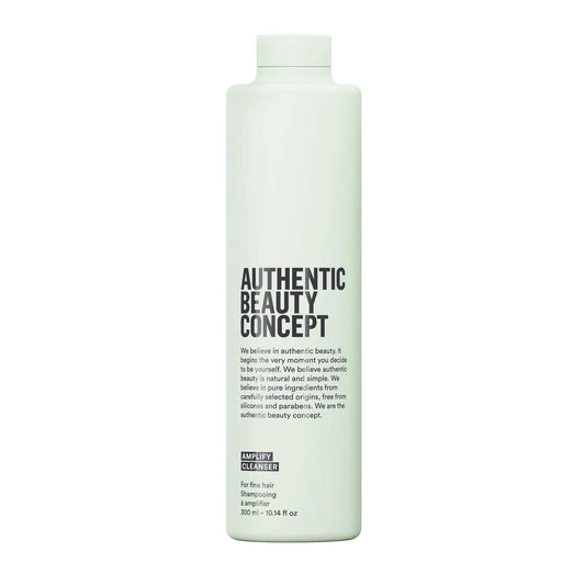 Amplify Cleanser by Authentic Beauty Concept in a sleek bottle, designed for fine hair, free from sulfates and parabens.