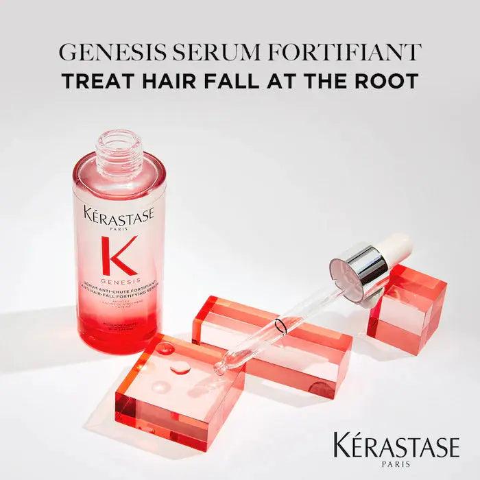 Kérastase Genesis Serum Fortifiant for hair fall prevention with dropper and product packaging.