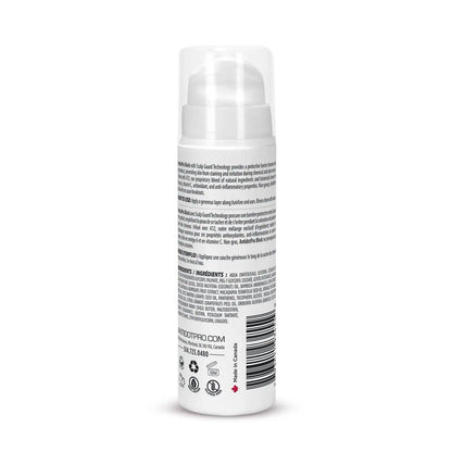 AntidotPro Block 150ML bottle back view, showcasing instructions and ingredients for scalp protection against color treatments.