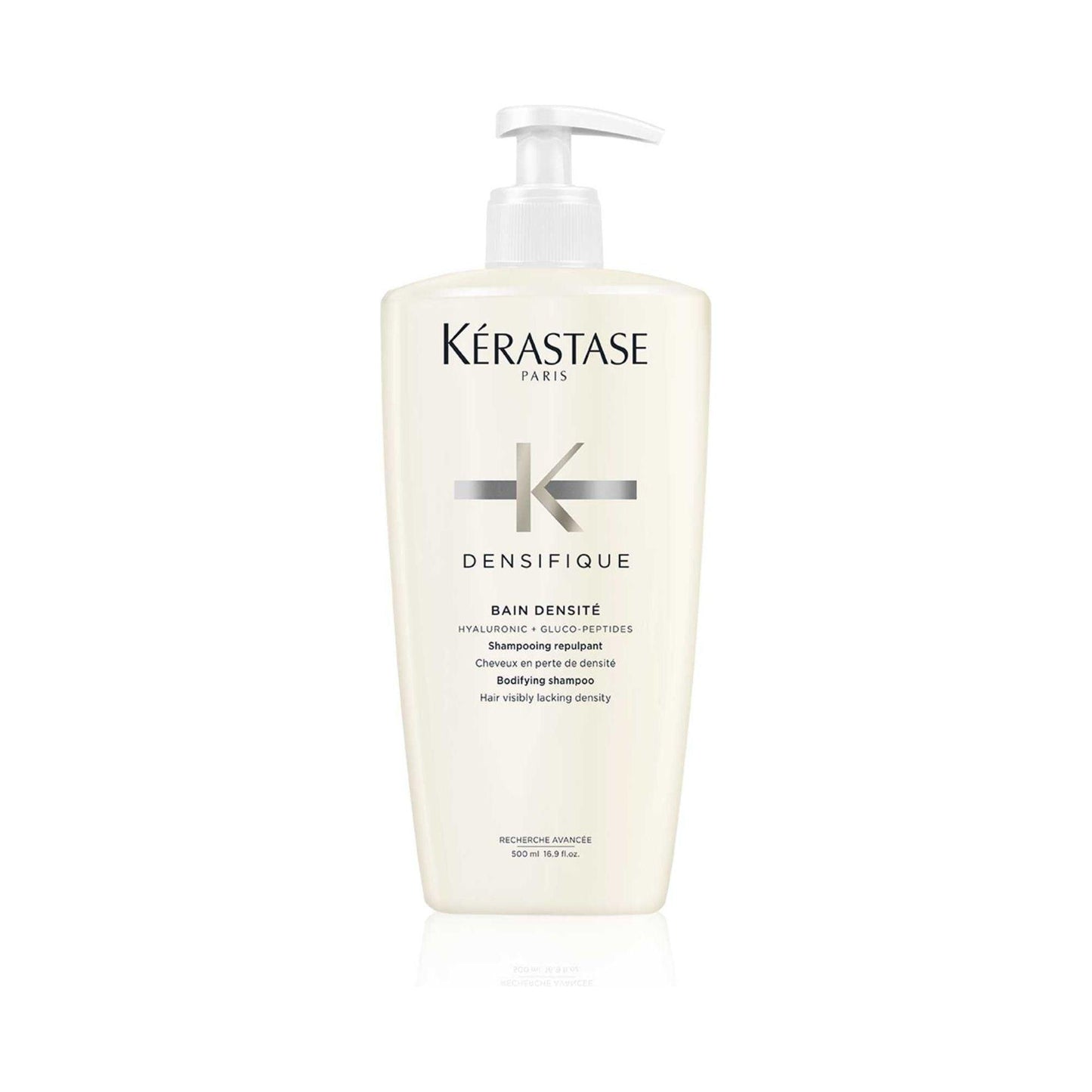 Kérastase Densifique Bain Densité shampoo bottle for hair density and volume on white background