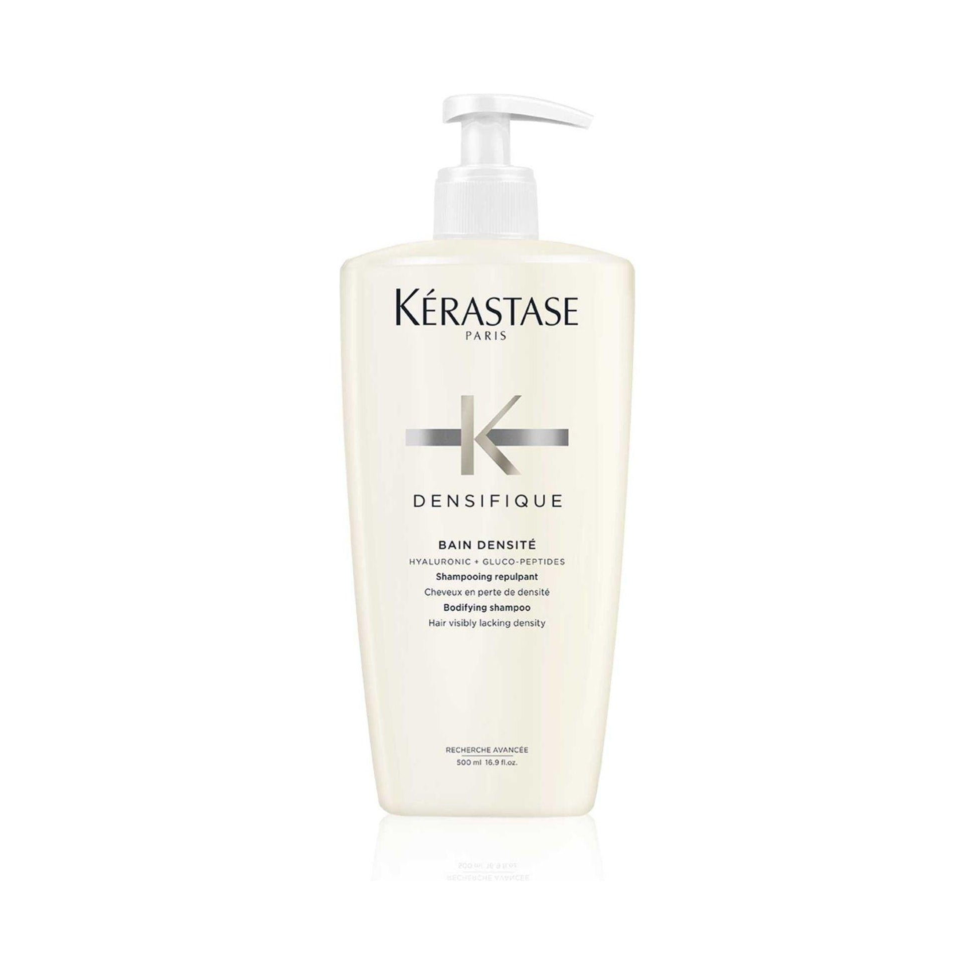 Kérastase Densifique Bain Densité shampoo bottle for hair density and volume on white background