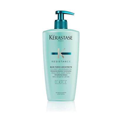 Kérastase Resistance Bain Force Architecte shampoo bottle for damaged hair strengthening and protection