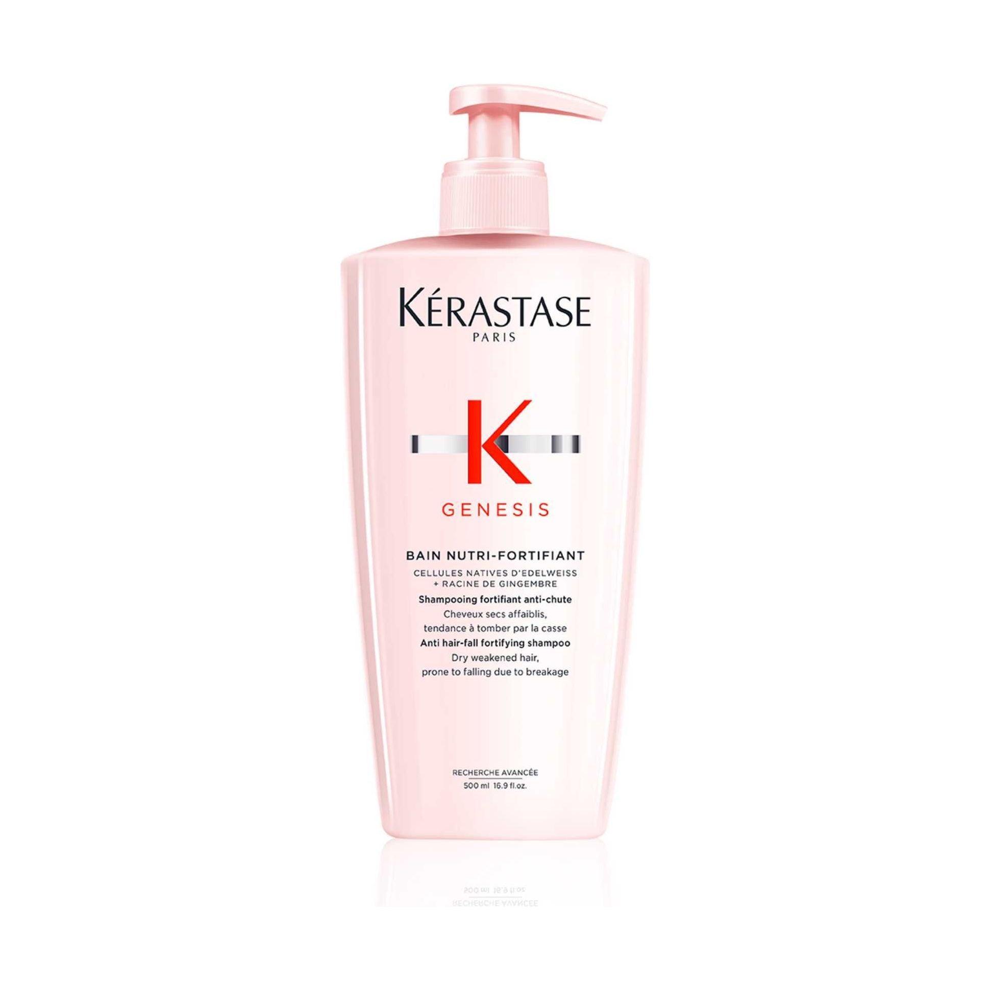Kérastase Genesis Bain Nutri-Fortifiant Shampoo for Weak Hair, 500ml Bottle, Anti-Hair Fall, Fortifying Care for Breakage Reduction