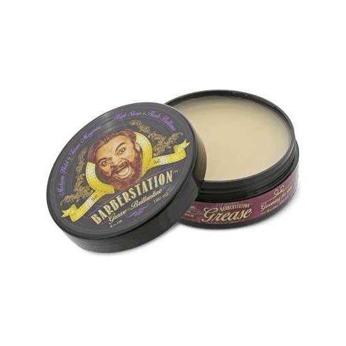 Barberstation Grease oil-based pomade in a 120 ml container for classic hairstyling with medium hold and high sheen.