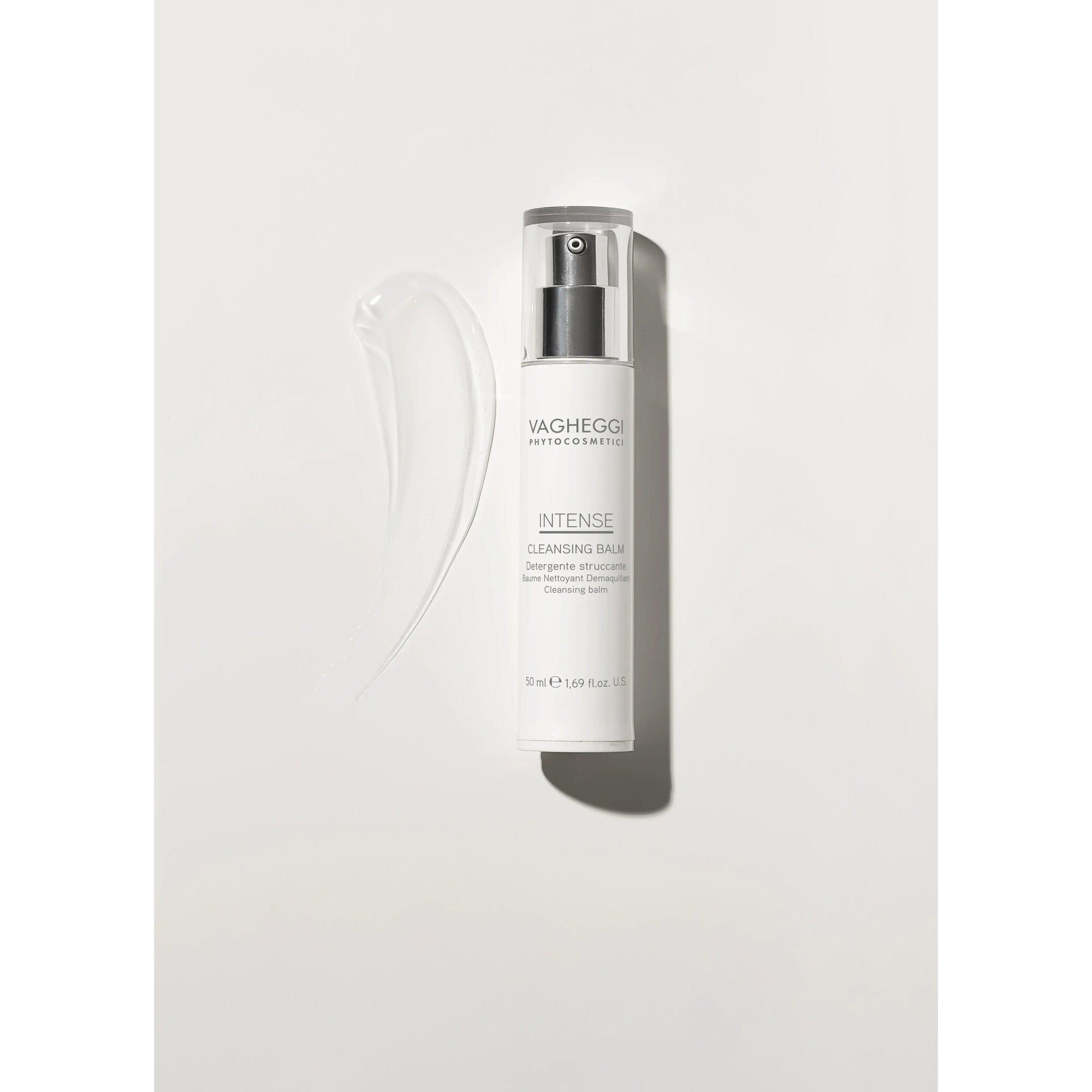 Baume Nettoyant Démaquillant Intense in a sleek bottle with gel texture for effective skin cleansing and make-up removal.